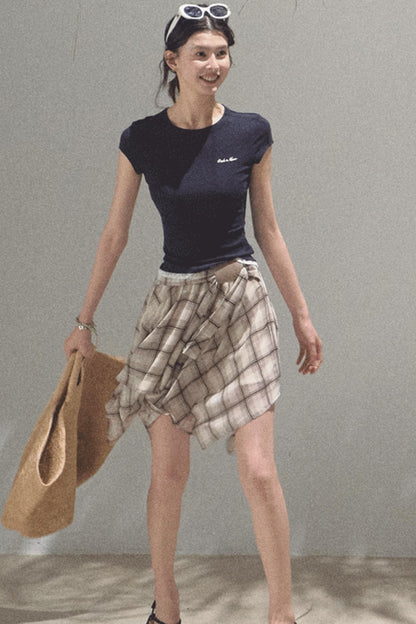 Love Ripple Plaid Skirt
