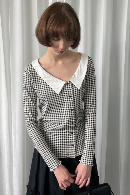 Pointed Neck Long Sleeve Shirt