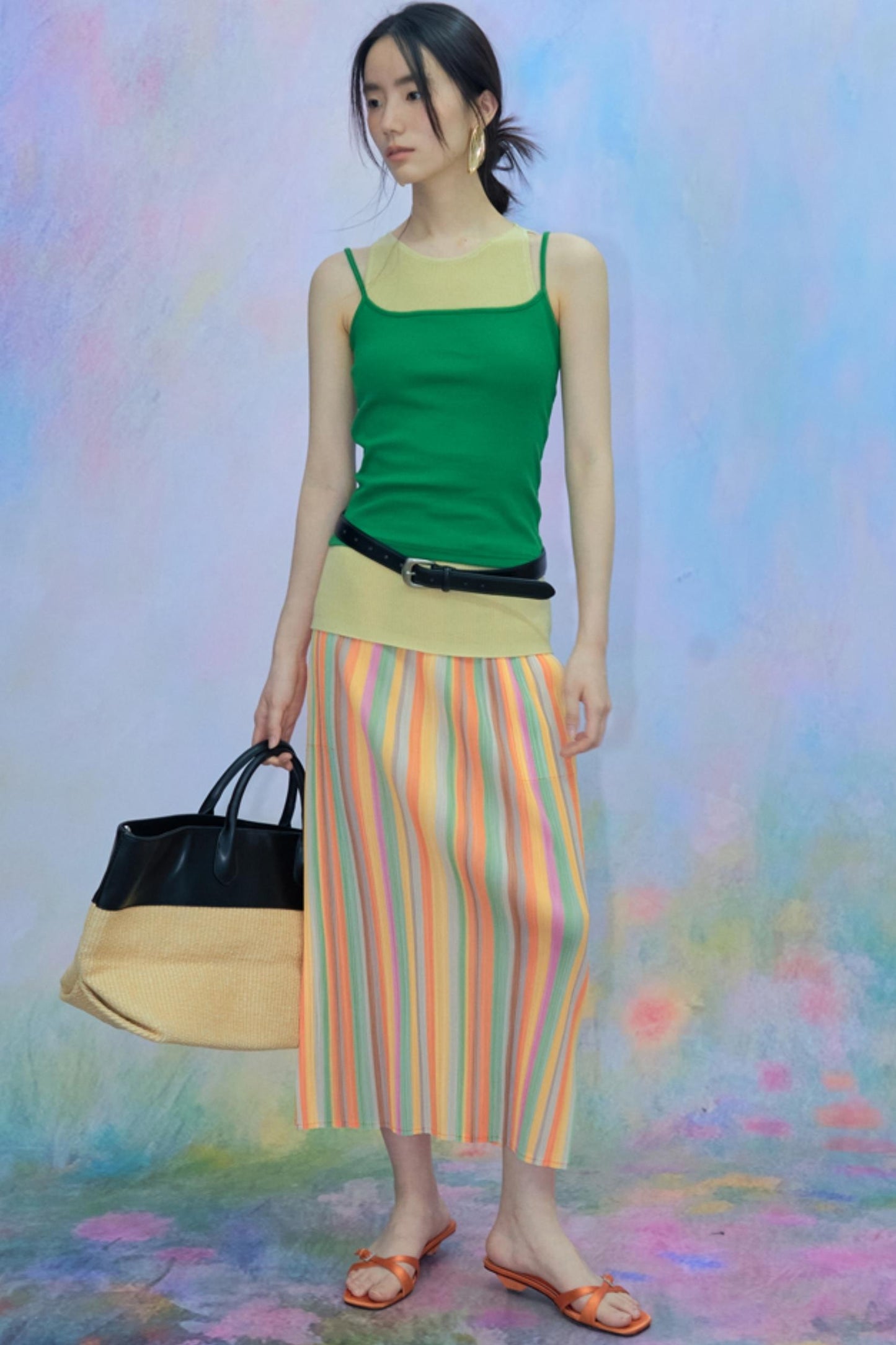 Orange Pleated Bustier Set-Up