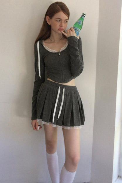 Lace Hooded Cardigan Set-Up