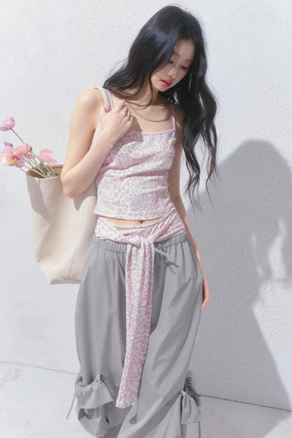 Peach Pink Leopard Print Camisole Set-Up