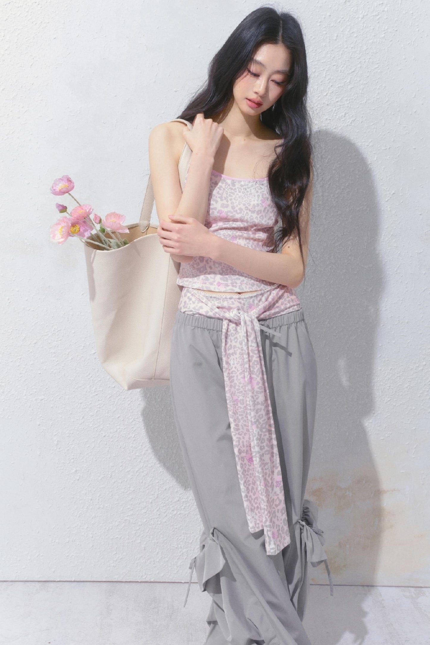 Peach Pink Leopard Print Camisole Set-Up