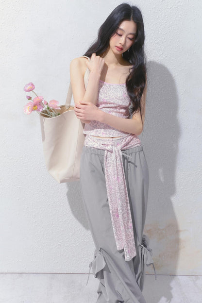 Peach Pink Leopard Print Camisole Set-Up