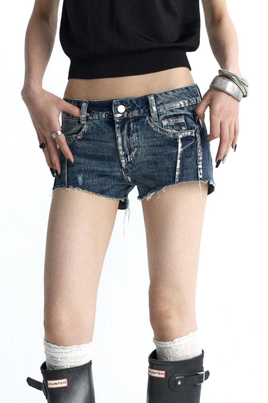 Handmade Denim Embroidery Shorts