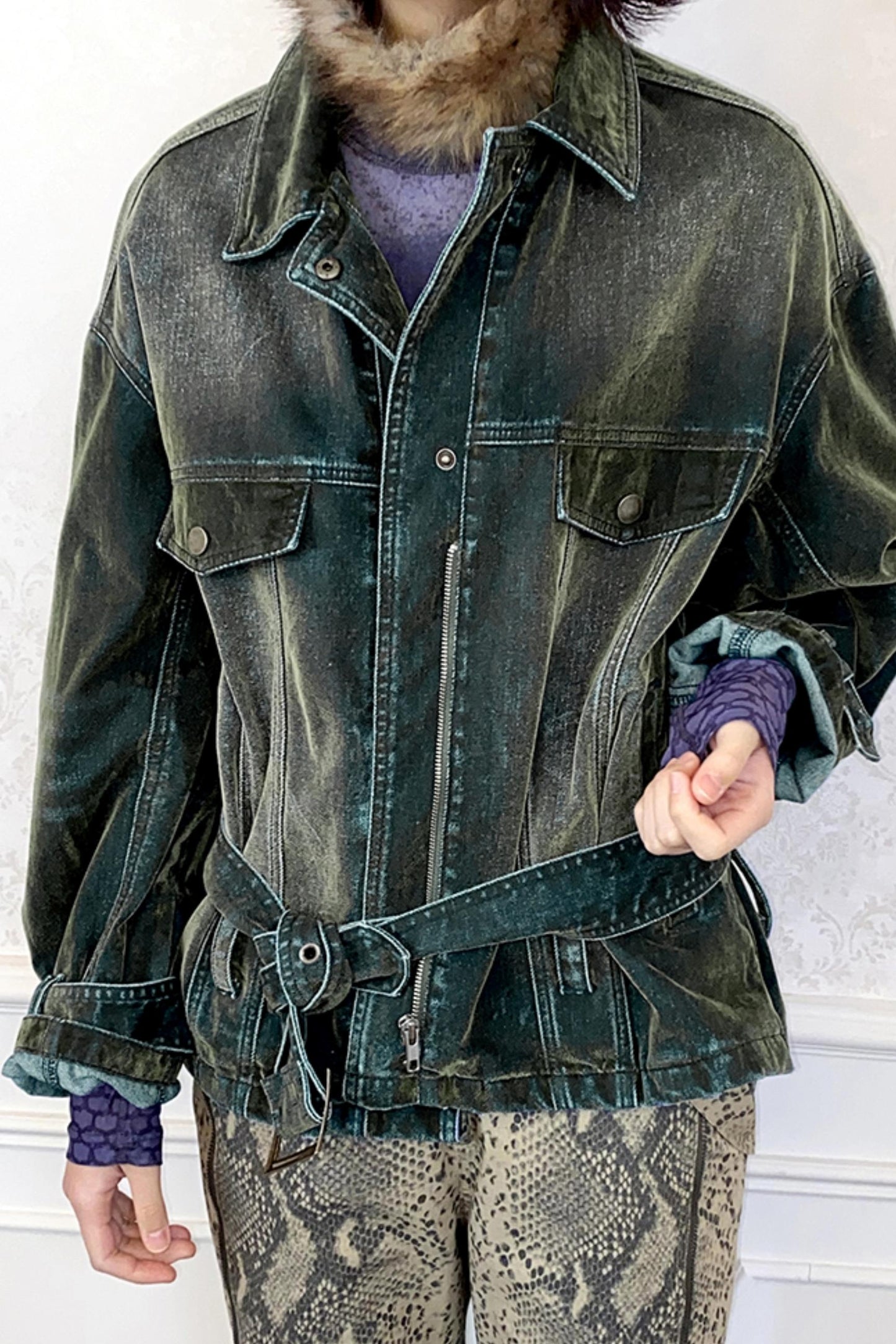 Lost Magic Green Denim Jacket