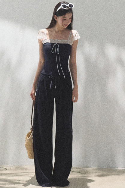 Cotton V-Neck Wide Leg Set-Up