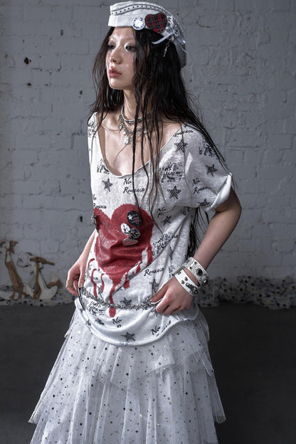 Sailor Style Printed Loose T-Shirt