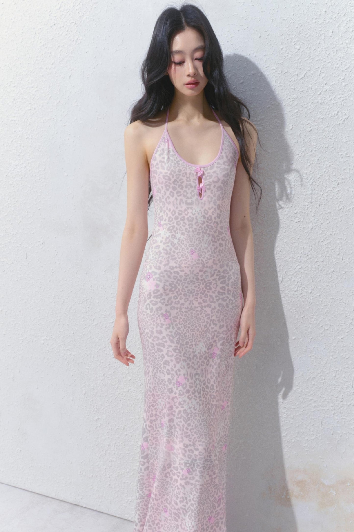 Pink Halter Backless Dress