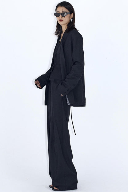 Draped Embroidered Suit Pants