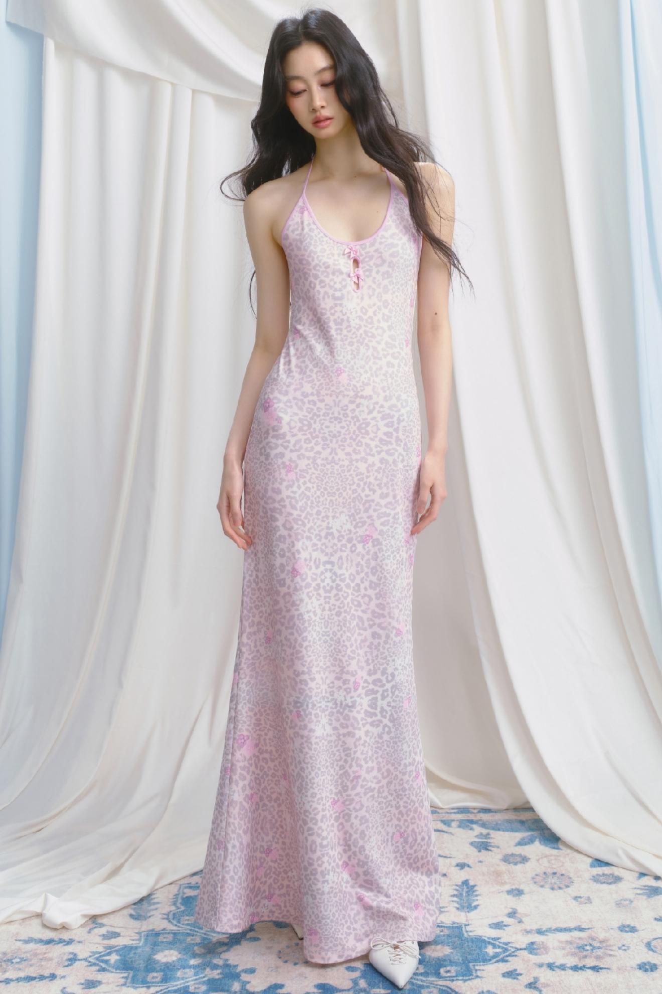 Pink Halter Backless Dress