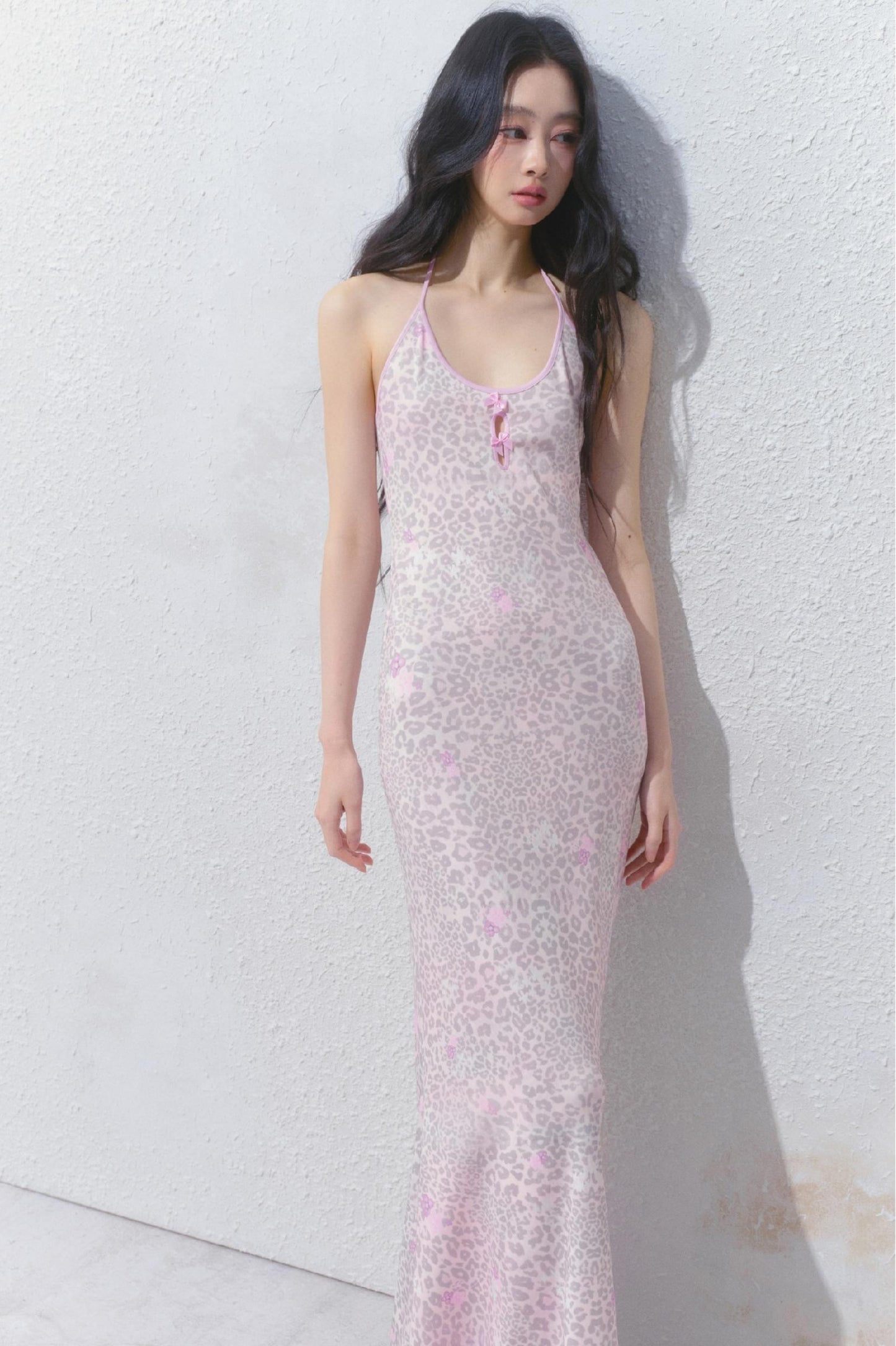 Pink Halter Backless Dress