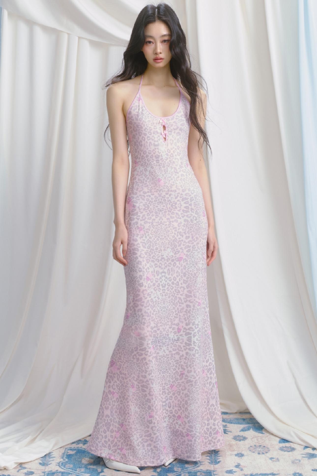 Pink Halter Backless Dress