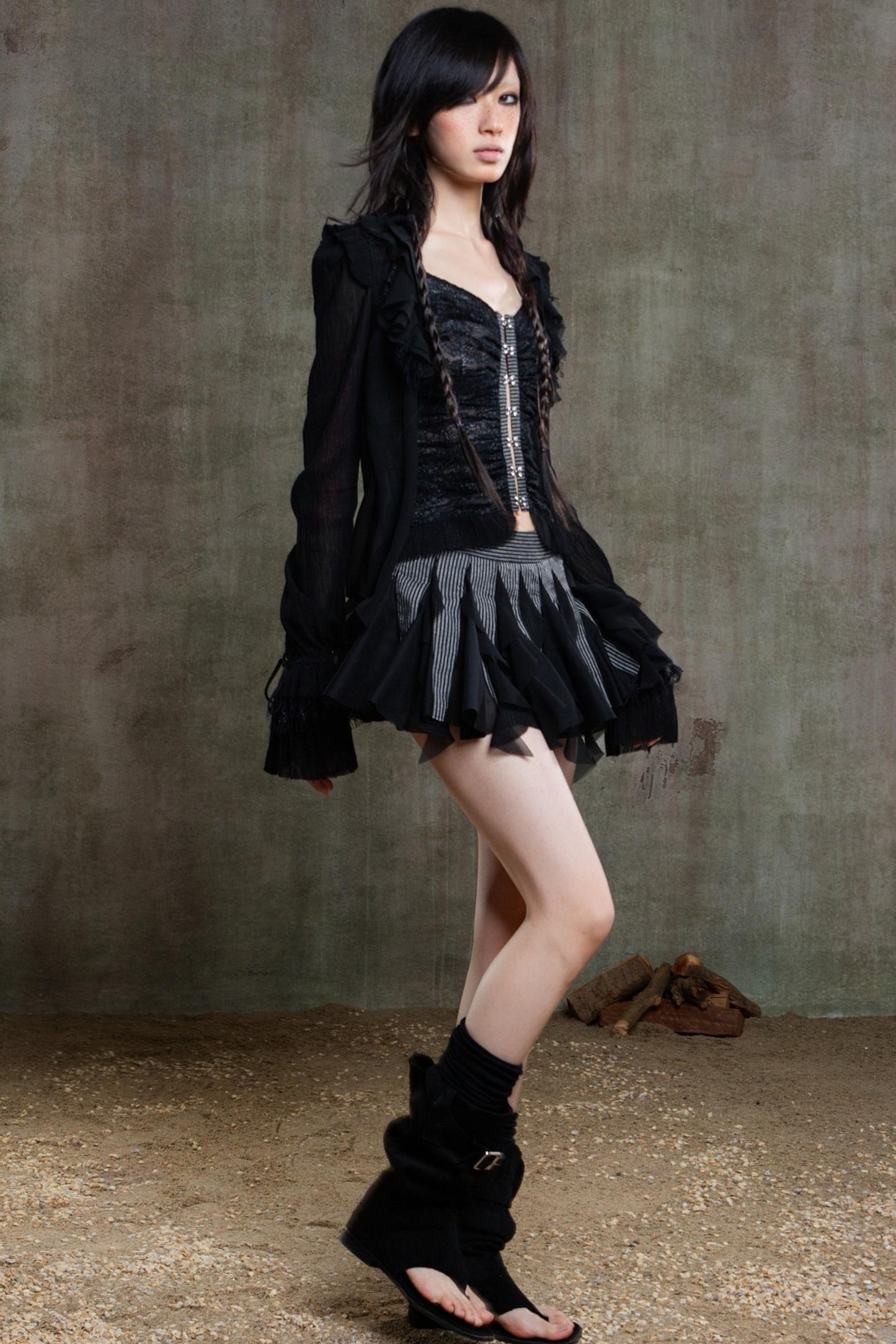 Polygonal Striped Bustier Skirt