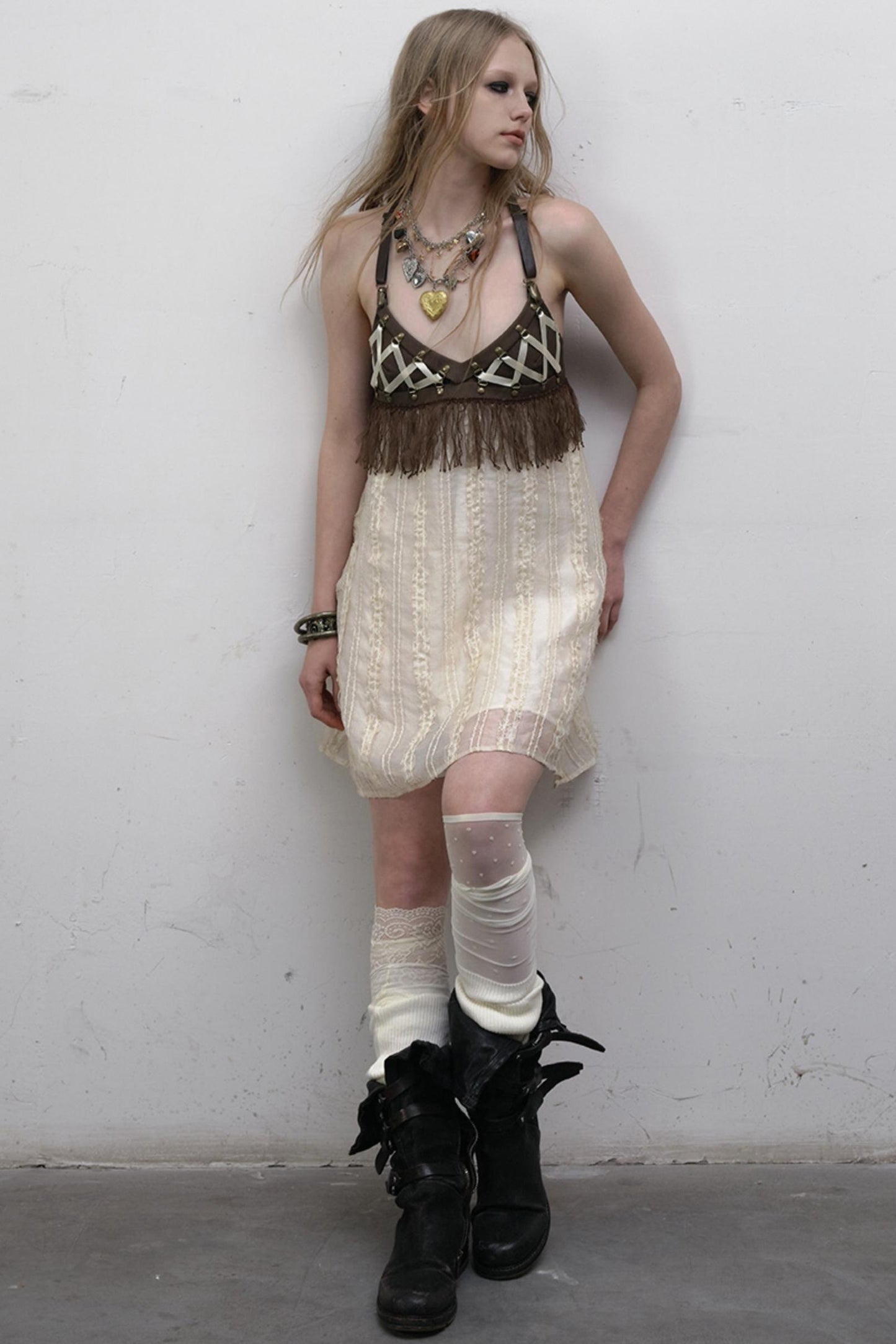 Luxury Halter Leather Dress