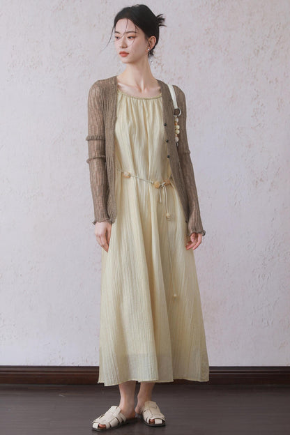 Yellow Halter Dress Set-Up