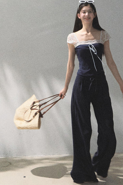 Cotton V-Neck Wide Leg Set-Up