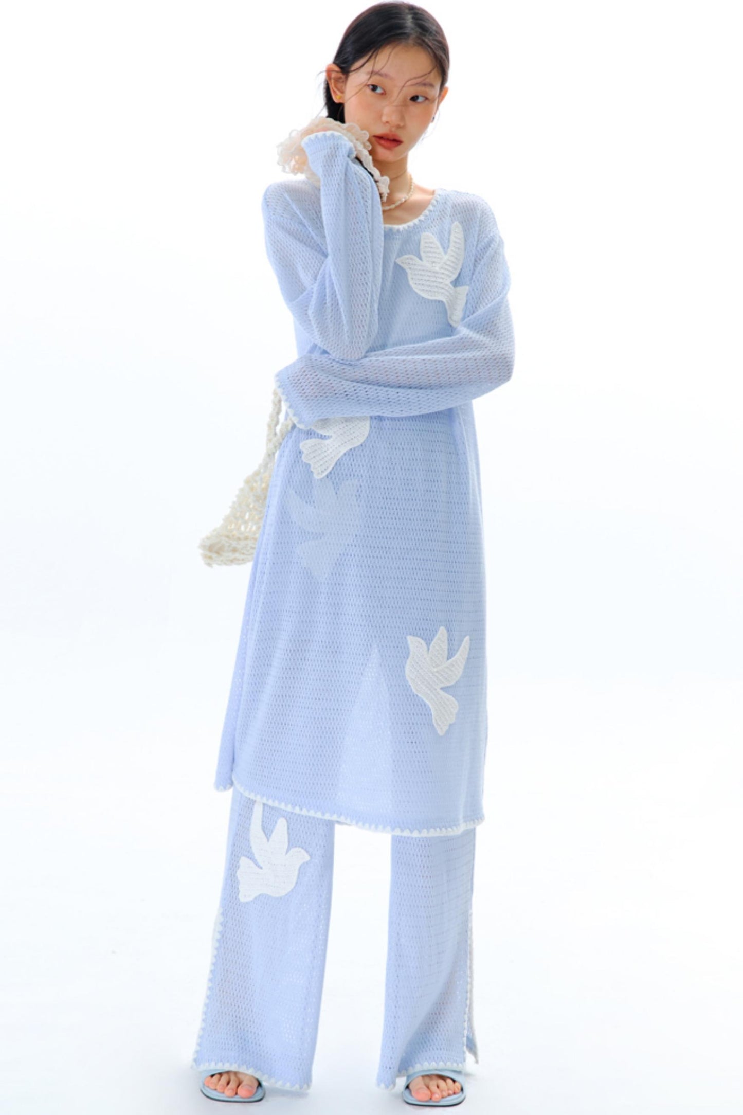 Sea Asuka Embroidered Knit Dress