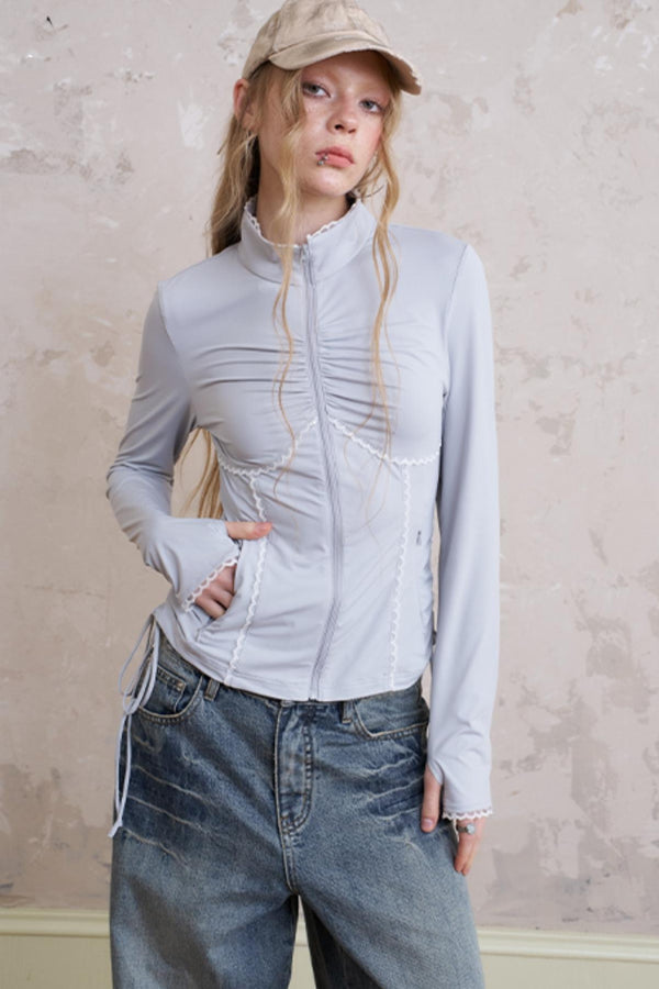 Silk Lace Long Sleeves Top