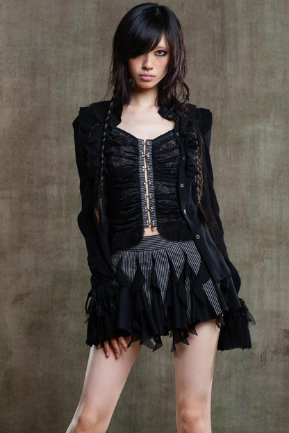 Polygonal Striped Bustier Skirt