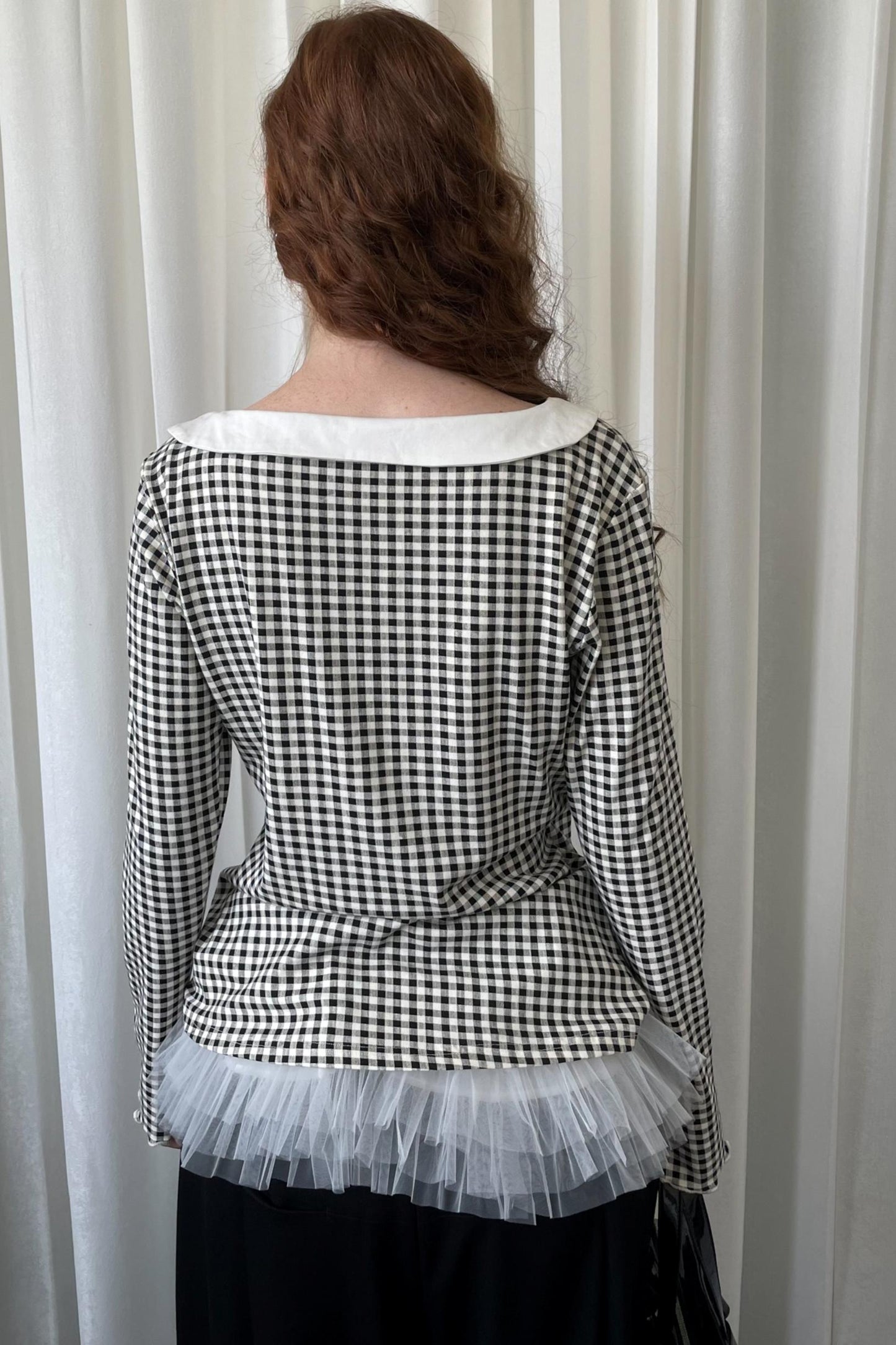 Pointed Neck Long Sleeve Shirt