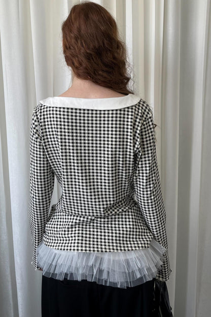 Pointed Neck Long Sleeve Shirt