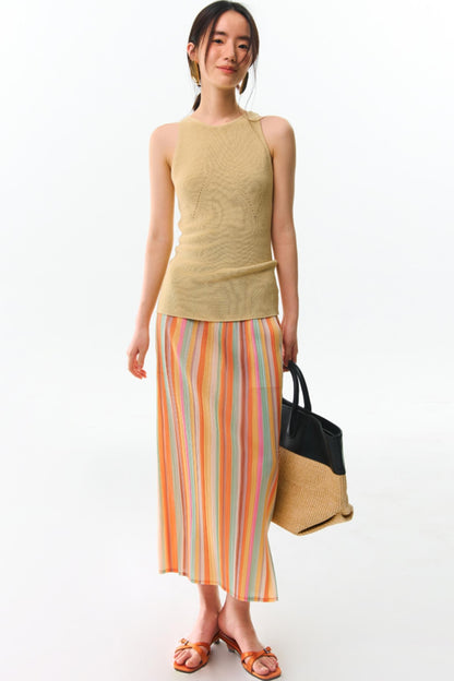 Orange Pleated Bustier Set-Up
