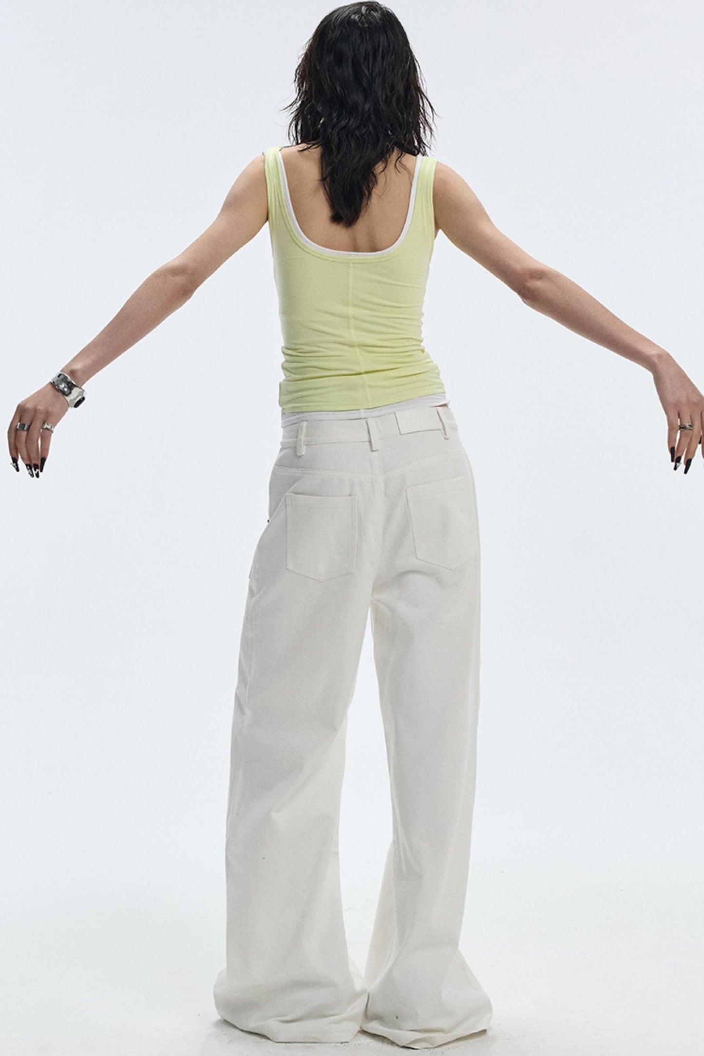 Design Two-Piece Zip-Up Wide-Leg Jeans