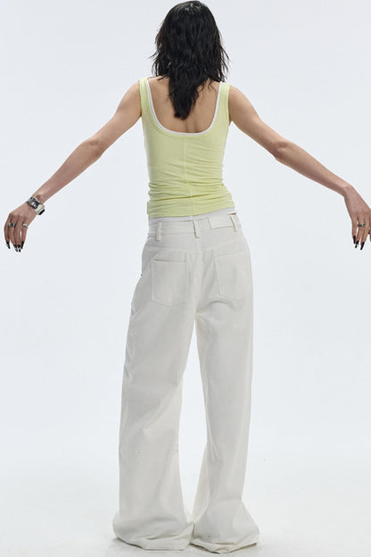 Design Two-Piece Zip-Up Wide-Leg Jeans