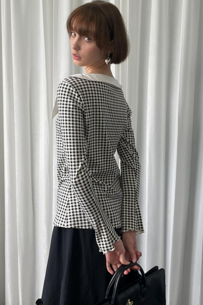 Pointed Neck Long Sleeve Shirt