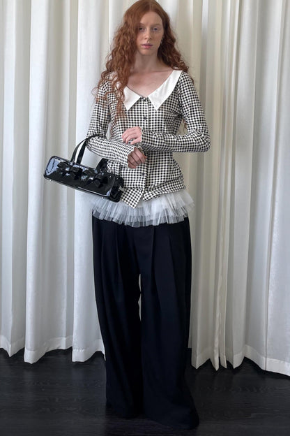 Pointed Neck Long Sleeve Shirt