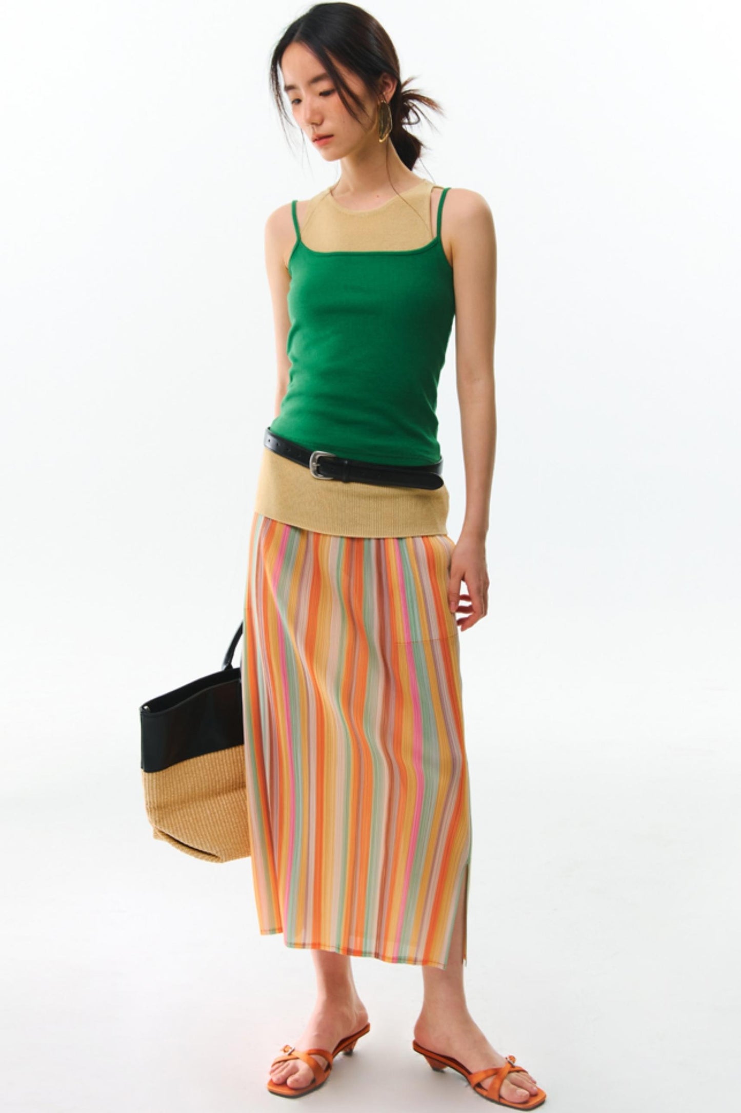 Orange Pleated Bustier Set-Up