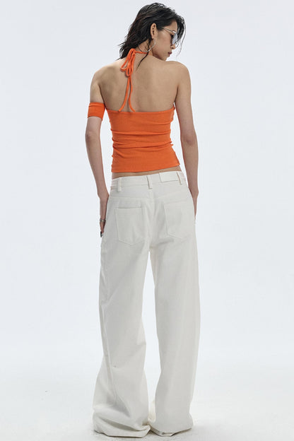 Design Two-Piece Zip-Up Wide-Leg Jeans