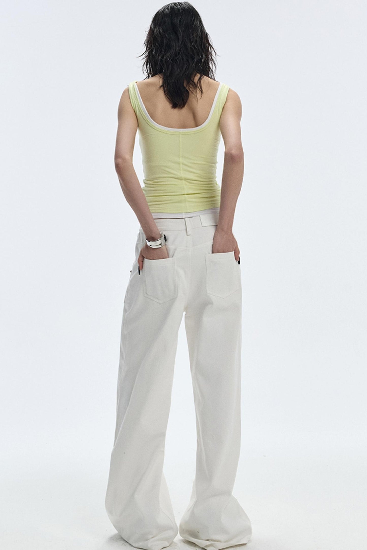 Design Two-Piece Zip-Up Wide-Leg Jeans