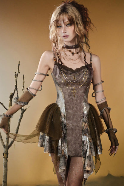 Gilded Snake Suspender Dress
