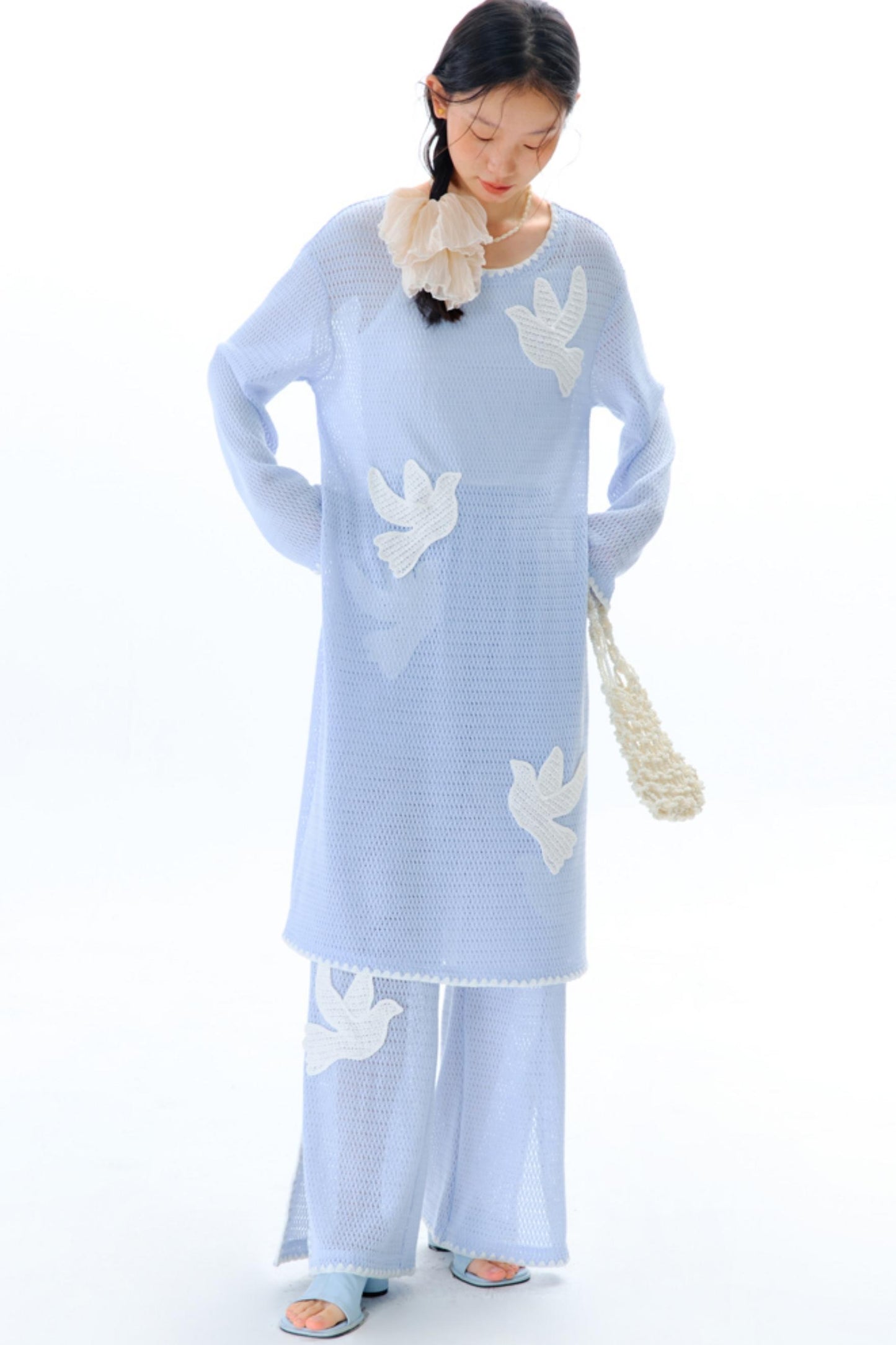 Sea Asuka Embroidered Knit Dress