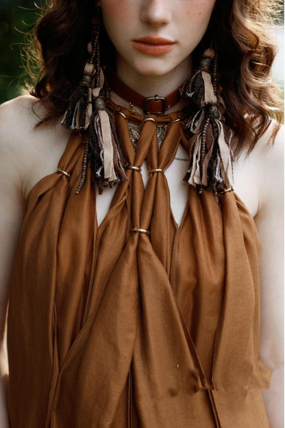 Wandering Caramel Halterneck Dress