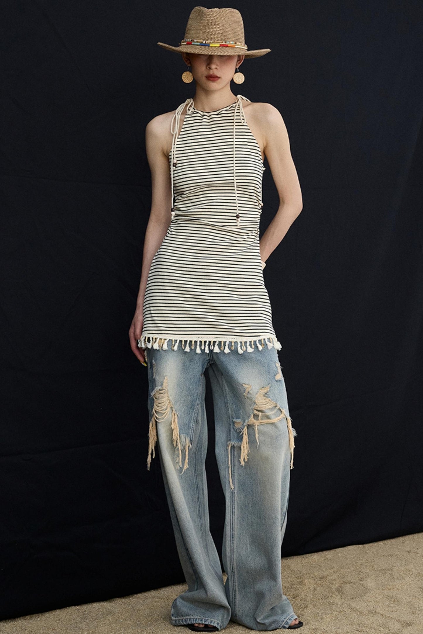 Washed Blue Wide-Leg Jeans