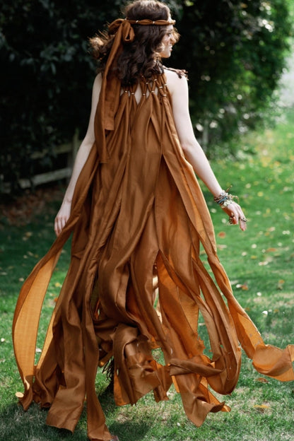 Wandering Caramel Halterneck Dress