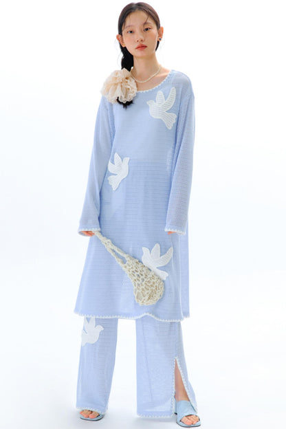 Sea Asuka Embroidered Knit Dress