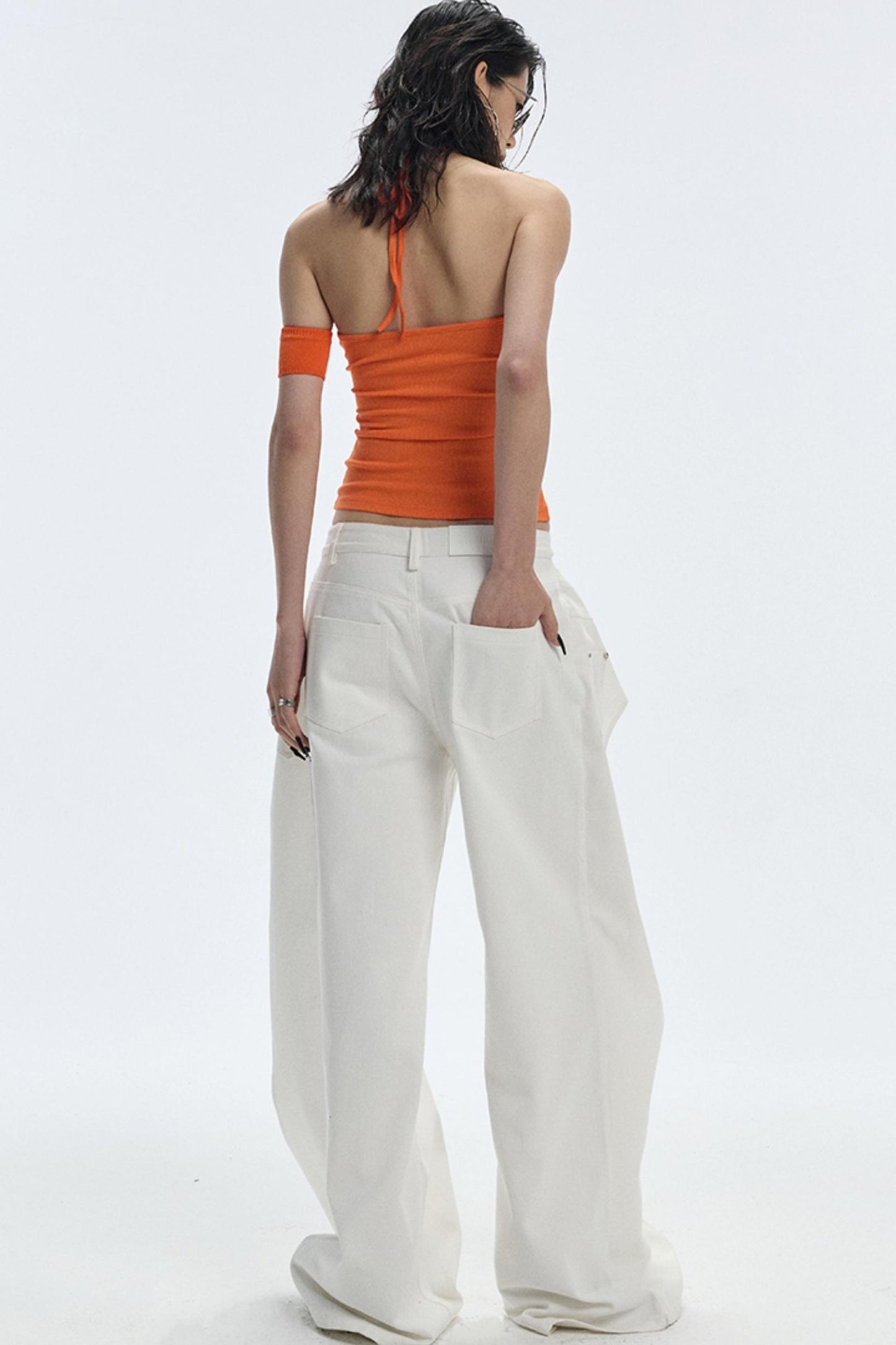 Design Two-Piece Zip-Up Wide-Leg Jeans