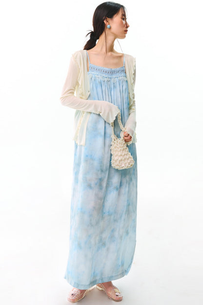 Blue Vacation Halter Dress