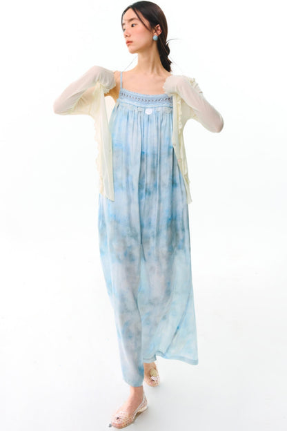 Blue Vacation Halter Dress