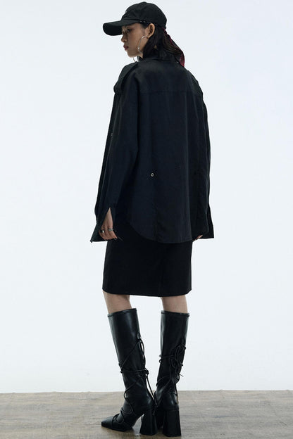 Vintage Black Lapel Shirt