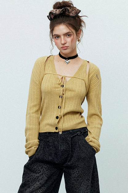 Wool Knit Cardigan Set-Up