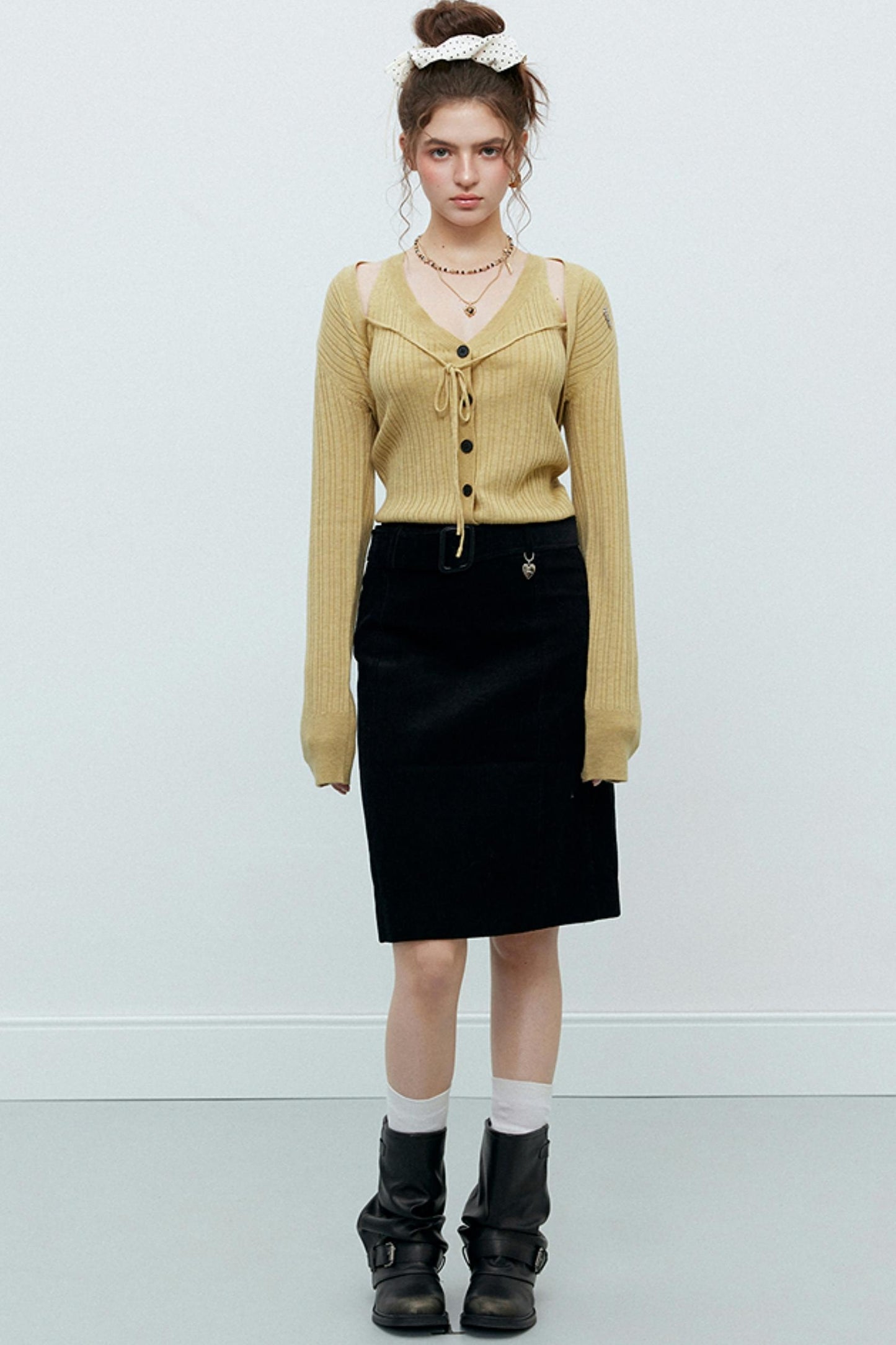 Wool Knit Cardigan Set-Up