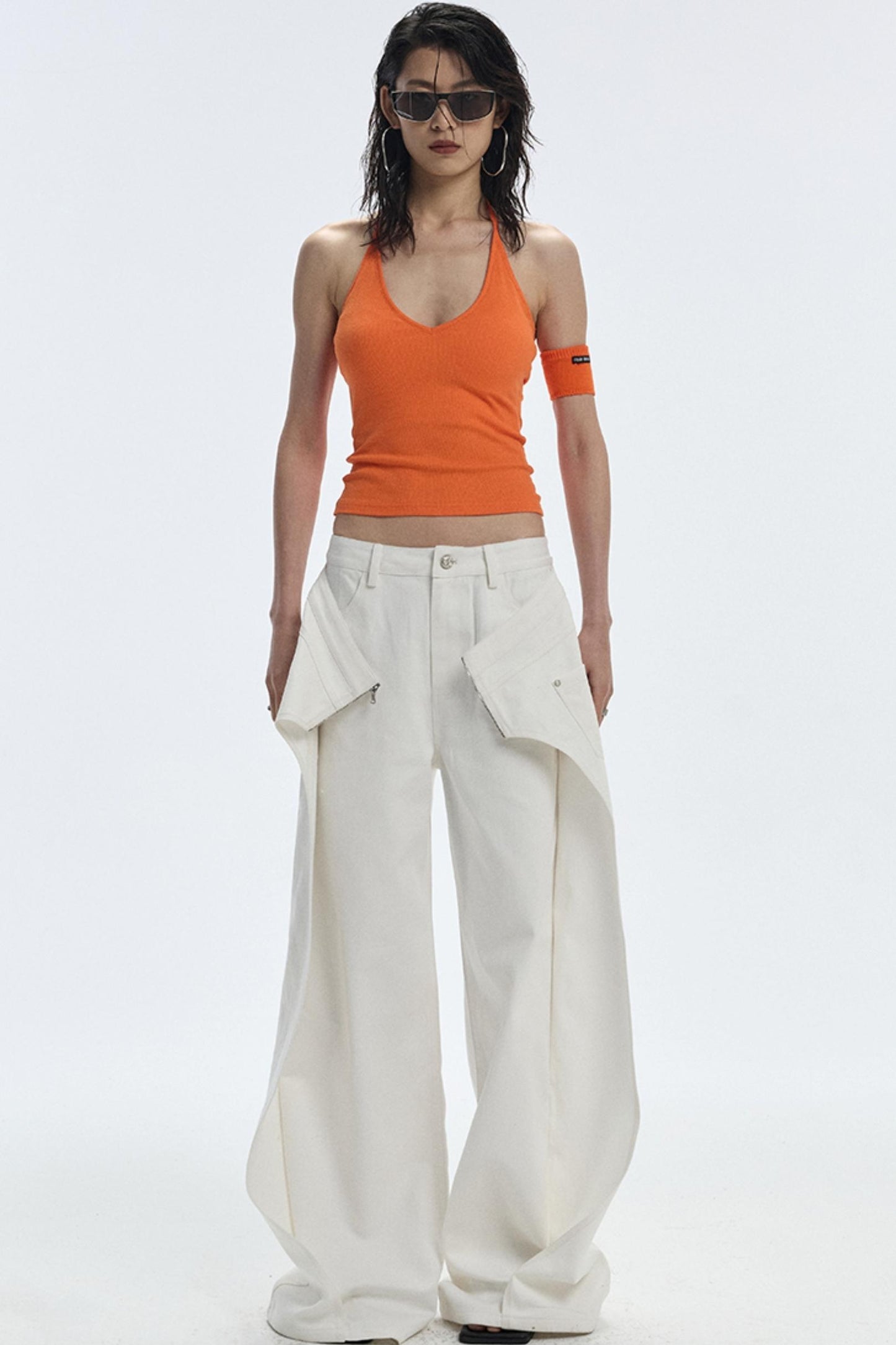 Design Two-Piece Zip-Up Wide-Leg Jeans