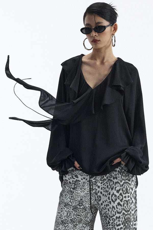Black Ruffle Shirt