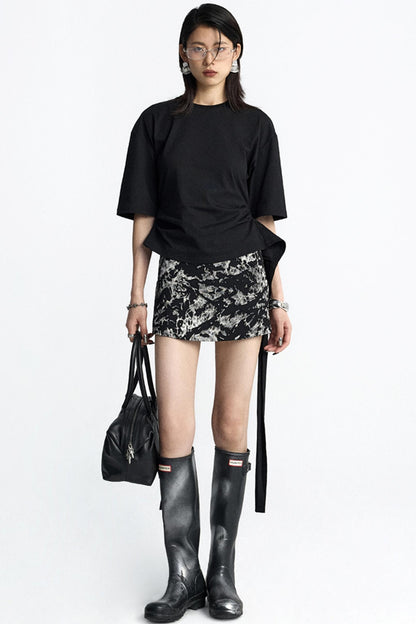 Mottled Jacquard Wrap Skirt
