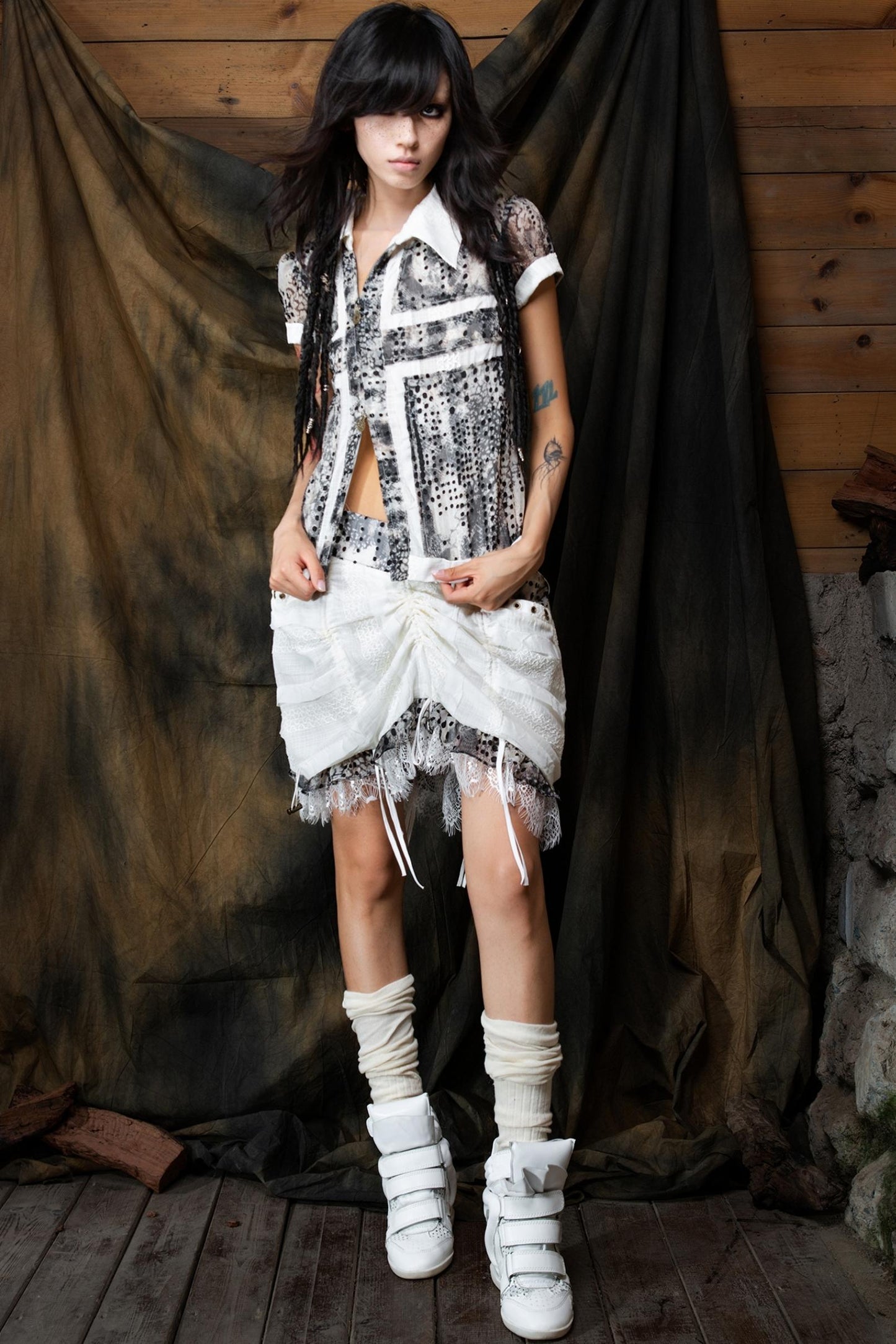 Millennium Chiffon Patch Cross Shirt