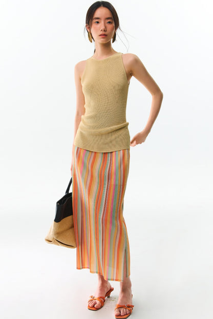 Orange Pleated Bustier Set-Up